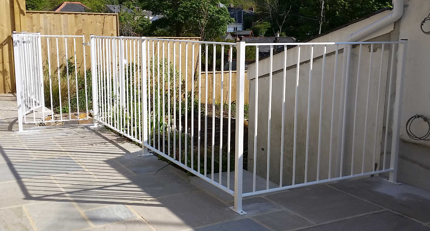 white powder coated railings Jays Gates